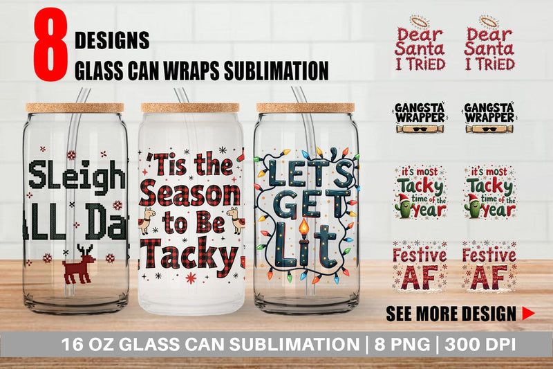 Glass Can Ugly Sweater Sayings: Tacky & Trendy Quotes Sublimation artnoy 