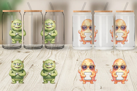 Glass Can UglyCute 70s Monster Teacher Sublimation artnoy 