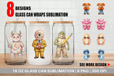 Glass Can UglyCute 70s Monster Teacher Sublimation artnoy 