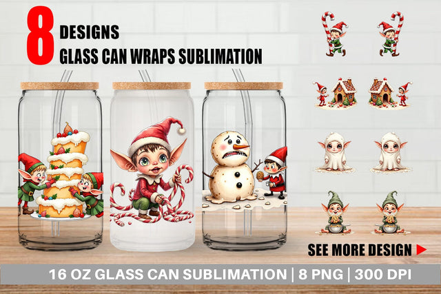 Glass Can UglyCute Christmas Bake-Off Disaster Sublimation artnoy 