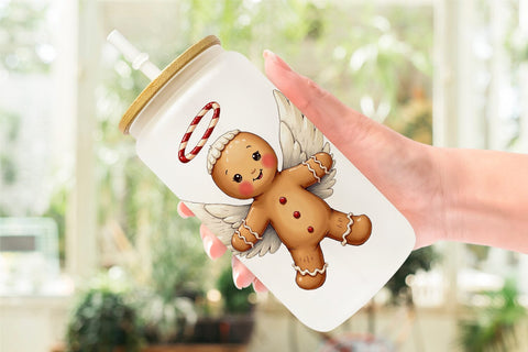 Glass Can UglyCute Gingerbread Pals Watercolor Sublimation artnoy 