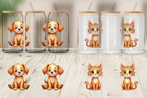 Glass Can UglyCute Gingerbread Pals Watercolor Sublimation artnoy 