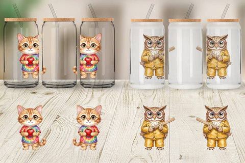Glass Can UglyCute Groovy Animal Teacher Sublimation artnoy 