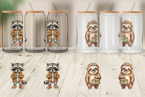 Glass Can UglyCute Groovy Animal Teacher Sublimation artnoy 
