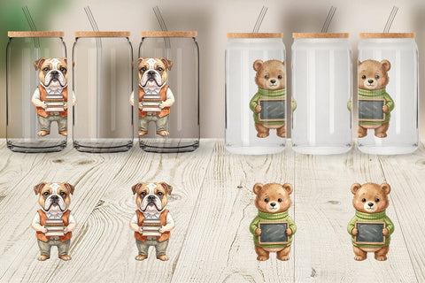 Glass Can UglyCute Groovy Animal Teacher Sublimation artnoy 