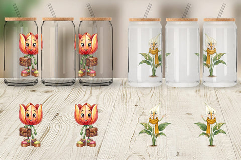 Glass Can UglyCute Groovy Plant Teacher Sublimation artnoy 