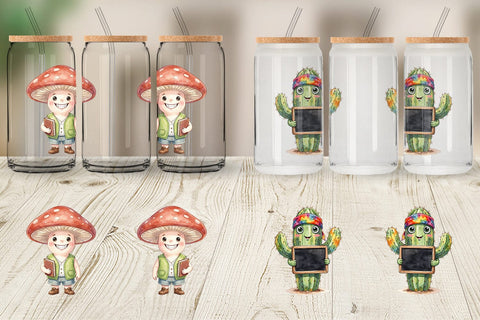 Glass Can UglyCute Groovy Plant Teacher Sublimation artnoy 