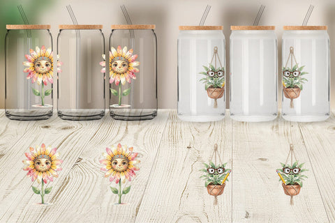 Glass Can UglyCute Groovy Plant Teacher Sublimation artnoy 