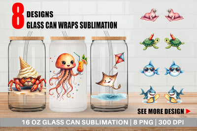 Glass Can UglyCute Ocean Oddities Sublimation artnoy 
