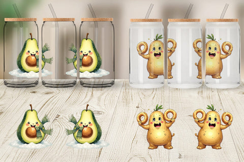 Glass Can UglyCute Winter Food & Drinks Sublimation artnoy 