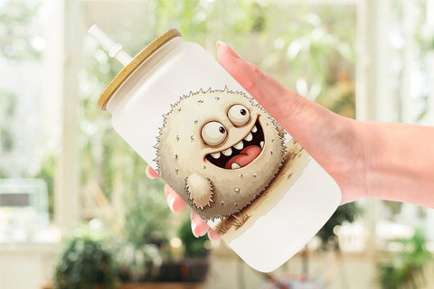 Glass Can UglyCute Woodland Monsters Winter Sports Sublimation artnoy 