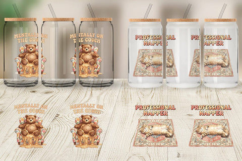 Glass Can Unapologetic Weekend Laziness Watercolor Sublimation artnoy 