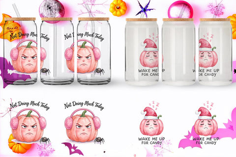 Glass Can Unbothered Pink Pumpkin Watercolor Sublimation artnoy 
