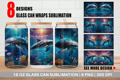 Glass Can Underwater Dolphin Sublimation artnoy 