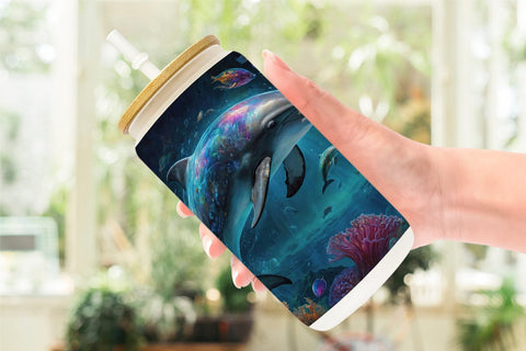 Glass Can Underwater Dolphin Sublimation artnoy 