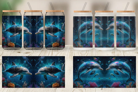 Glass Can Underwater Dolphin Sublimation artnoy 