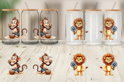 Glass Can Unenthusiastic Wild Animals Summer Sublimation artnoy 