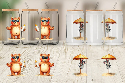 Glass Can Unenthusiastic Wild Animals Summer Sublimation artnoy 