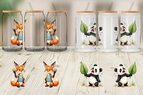 Glass Can Unenthusiastic Wild Animals Summer Sublimation artnoy 