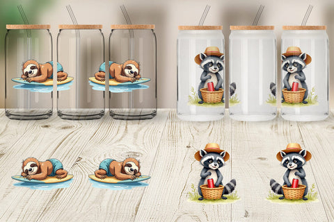 Glass Can Unenthusiastic Wild Animals Summer Sublimation artnoy 