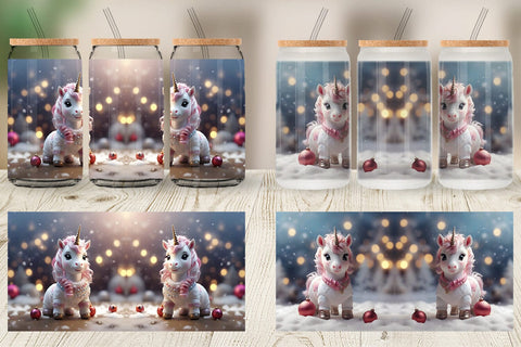 Glass Can Unicorn Christmas Sublimation artnoy 