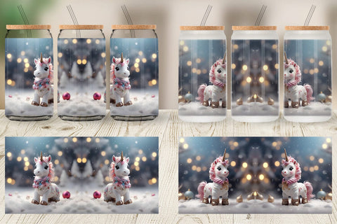 Glass Can Unicorn Christmas Sublimation artnoy 
