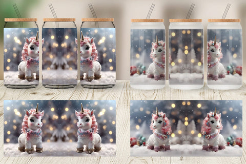 Glass Can Unicorn Christmas Sublimation artnoy 