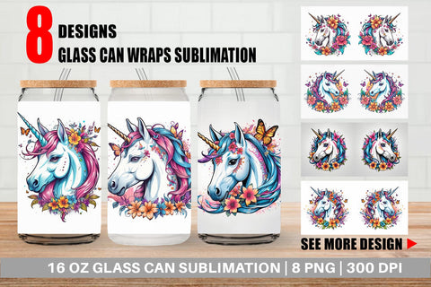 Glass Can Unicorn Sublimation artnoy 