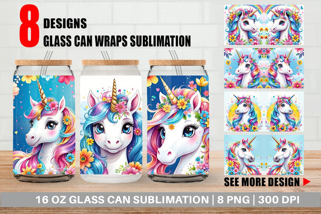 Glass Can Unicorn Sublimation artnoy 