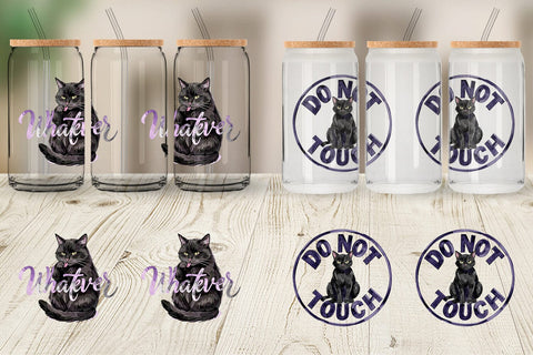 Glass Can Unimpressed Black Cat Quote Sublimation artnoy 