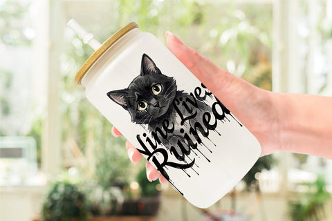 Glass Can Unimpressed Black Cat Quote Sublimation artnoy 
