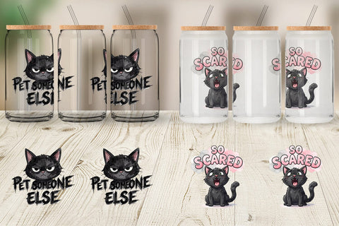 Glass Can Unimpressed Black Cat Quote Sublimation artnoy 