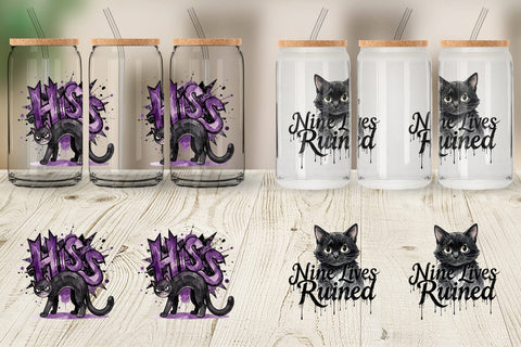 Glass Can Unimpressed Black Cat Quote Sublimation artnoy 