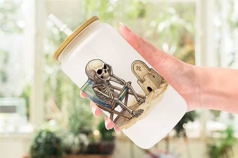 Glass Can Unimpressed Summerween Ghouls Sublimation artnoy 