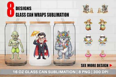 Glass Can Unimpressed Summerween Ghouls Sublimation artnoy 