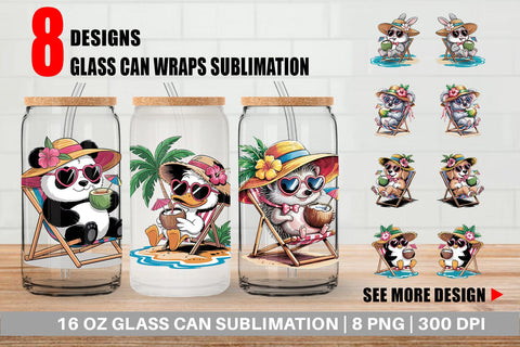 Glass Can Vacation Animal Sublimation artnoy 