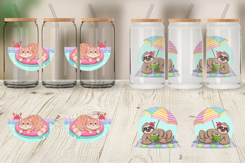 Glass Can Vacation Animals Sublimation artnoy 
