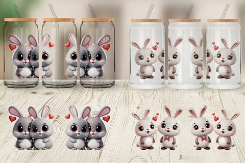 Glass Can Valentine Bunny Sublimation artnoy 