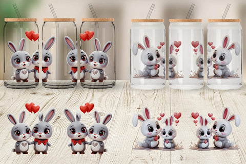 Glass Can Valentine Bunny Sublimation artnoy 