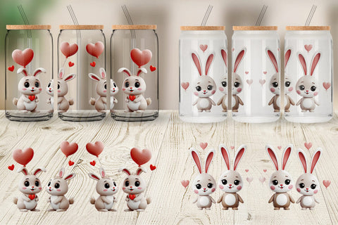 Glass Can Valentine Bunny Sublimation artnoy 