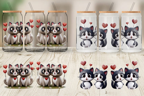 Glass Can Valentine Cat Sublimation artnoy 