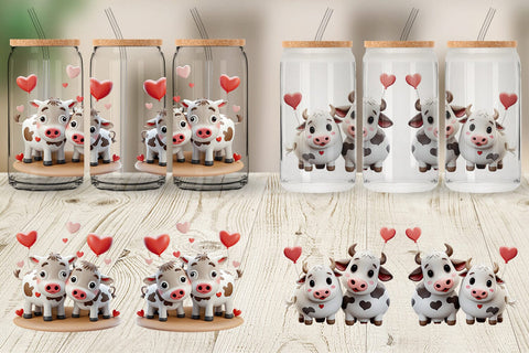 Glass Can Valentine Cow Sublimation artnoy 