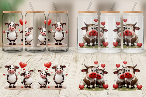 Glass Can Valentine Cow Sublimation artnoy 