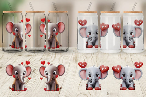Glass Can Valentine Elephant Sublimation artnoy 