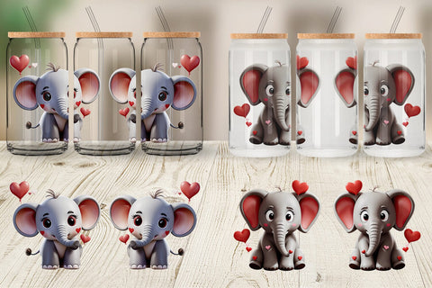 Glass Can Valentine Elephant Sublimation artnoy 