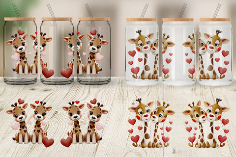 Glass Can Valentine Giraffe Sublimation artnoy 