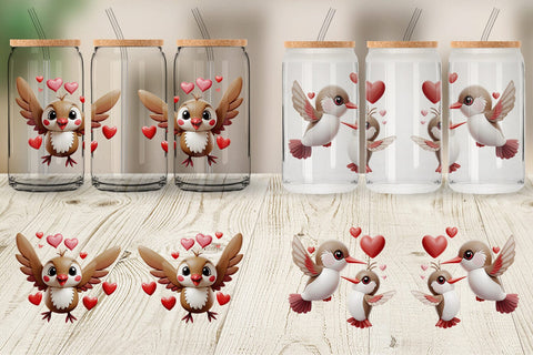 Glass Can Valentine Hummingbird Sublimation artnoy 