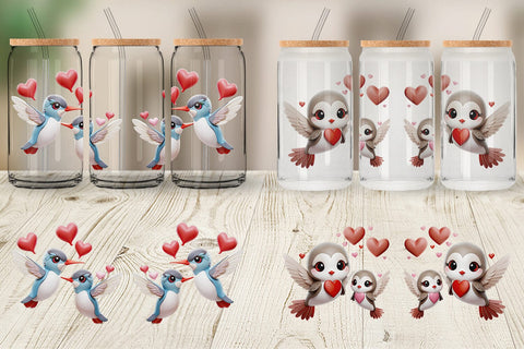 Glass Can Valentine Hummingbird Sublimation artnoy 