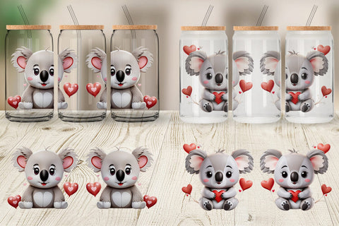Glass Can Valentine Koala Sublimation artnoy 