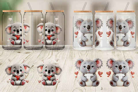 Glass Can Valentine Koala Sublimation artnoy 